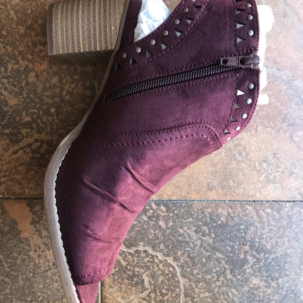 Burgundy Peep Toe Bootie - Picture 7 of 8